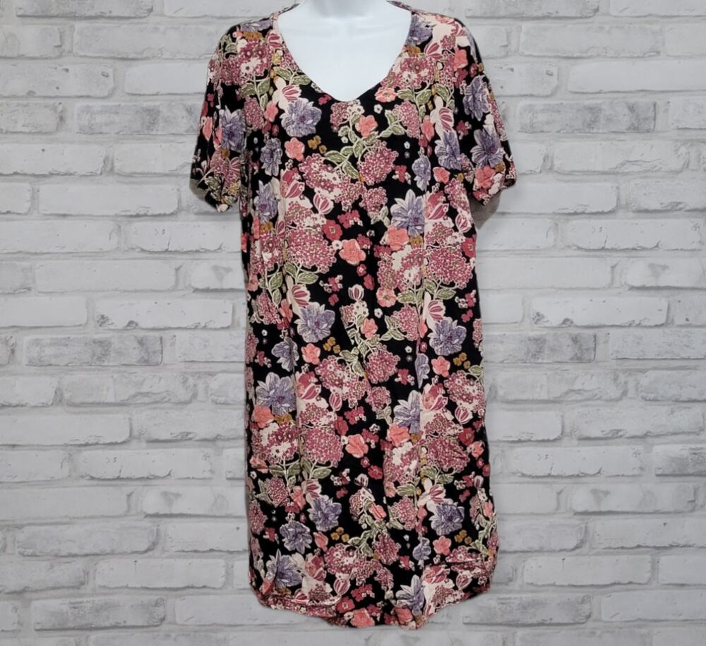 Ellos Floral Pattern Dress Hydrangea Tulip Lilly Summer Size 16